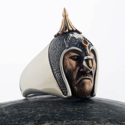 3D Warrior 925 Sterling Silver Men's Ring - 5