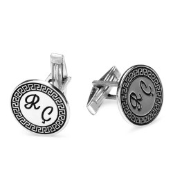 925 Ayar Gümüş Kişiye Özel Harfli Kol Düğmesi - Anı Yüzük