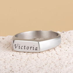 925 Ayar Gümüş Minimalist İnce Tasarım İsimli Yüzük Unisex - Anı Yüzük