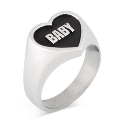 925 Ayar Gümüş Minimalist Kalp Tasarım İsimli Kadın Yüzüğü - Anı Yüzük