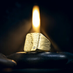 Anı Diamond Yeni Yaşam Temalı 0.05 Karat Pırlantalı Gümüş Erkek Yüzük - Anı Yüzük