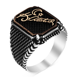 Atatürk İmzalı Ay Yıldızlı Gümüş Erkek Yüzük - Anı Yüzük