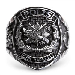 Ay Yıldızlı Taşsız Polis Özel Harekat Yüzüğü (Büyük Boy) - Anı Yüzük