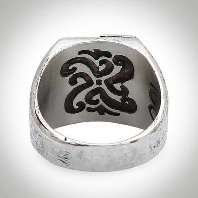 B Series New Life Theme Stoneless Mens Gray Color Ring - 4