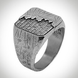 B Series New Life Theme Stoneless Mens Gray Color Ring - 2