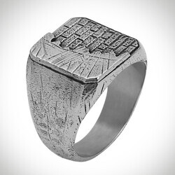 B Series New Life Theme Stoneless Mens Gray Color Ring - 6