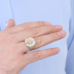 B Series Octagonal North Star Compass Model Mens Ring - 4