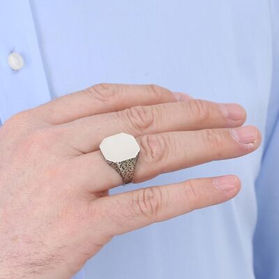 B Series Octagonal Simple Design Mens Ring Patterned Model - 4