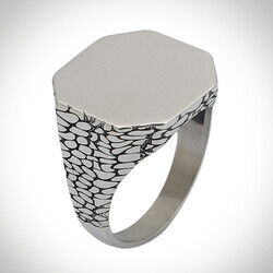 B Series Octagonal Simple Design Mens Ring Patterned Model - 6