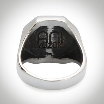 B Series Sagittarius Mens Ring Grey-Bronze Color Sides Simple Model Black Enameled - 3