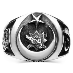 Bozkurt Motifli Taşsız Polis Özel Harekat Yüzüğü - Anı Yüzük