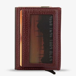 Burgundy Personalized Leather Card Holder with Mechanism - 3
