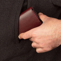 Burgundy Personalized Leather Card Holder with Mechanism - 8