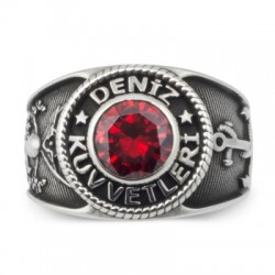 Çapa Figürlü Taşlı Deniz Kuvvetleri Yüzüğü - Anı Yüzük