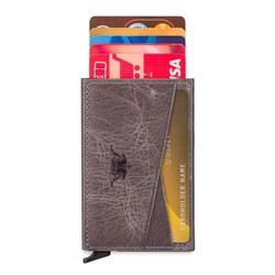 Change Anıtolia Vintage Crazy Deri Bozuk Para Bölmeli Mekanizmalı Kartlık Cüzdan Gri - Anı Yüzük