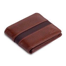 Chicago Sport Şerit Detaylı Özel Tasarım Deri Erkek Cüzdan Taba - Anı Yüzük