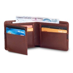 Chicago Sport Şerit Detaylı Özel Tasarım Deri Erkek Cüzdan Taba - 4