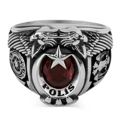 Çift Kartal Baş Selçuklu Kartalı Figürlü Bayan Polis Yüzüğü - Anı Yüzük