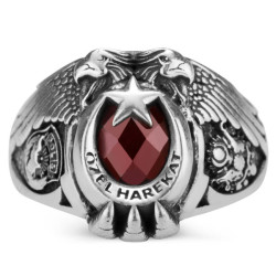 Çift Kartal Başlı Osmanlı Armalı Polis Özel Harekat Yüzüğü - Anı Yüzük