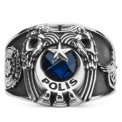 Çift Kartal Başlı Tuğralı Polis Yüzüğü - Anı Yüzük