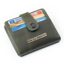 Cosmopolit Çıtçıtlı Fonksiyonel Crazy Deri Klasik Erkek Cüzdan Yeşil - Anı Yüzük