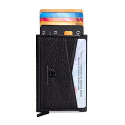 Crosswise Anıtolia Hakiki Deri Pratik Mekanizmalı Kartlık Siyah - Anı Yüzük