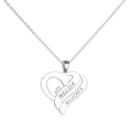 Customized Silver Heart Womens Necklace - Anı Yüzük