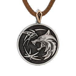 Erkek 925 Ayar Gümüş Kurt Witcher Kolye İpli Model - Anı Yüzük