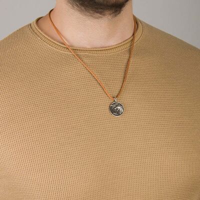 Erkek 925 Ayar Gümüş Kurt Witcher Kolye İpli Model - 4