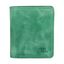 Functional Trifold Classic Mens Wallet Vintage Crazy Leather Green Pistachio - 5