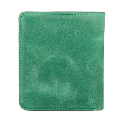 Functional Trifold Classic Mens Wallet Vintage Crazy Leather Green Pistachio - 6