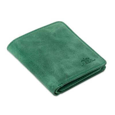 Functional Trifold Classic Mens Wallet Vintage Crazy Leather Green Pistachio - 1