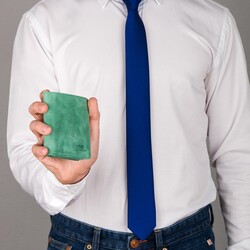 Functional Trifold Classic Mens Wallet Vintage Crazy Leather Green Pistachio - 8