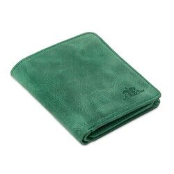 Functional Trifold Classic Mens Wallet Vintage Crazy Leather Green Pistachio - 10