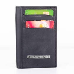 Fury Style Hakiki Crazy Deri Çıtçıtlı Dikey Erkek Kartlık Cüzdan Antrasit - Anı Yüzük