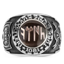 Mineli Göktürkçe Türk Yazılı Türk Deniz Kuvvetleri Yüzüğü - Anı Yüzük