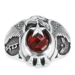 Göktürkçe Türk Yazılı Tek Kartal Başlı Uzman Çavuş Yüzüğü - Anı Yüzük