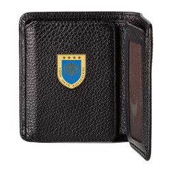 Gold-Mavi Hava Kuvvetleri Mini Rozetli Katlamalı Klasik Cüzdan Siyah - 1