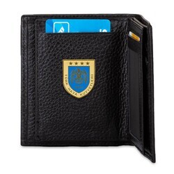 Gold-Mavi Hava Kuvvetleri Mini Rozetli Klasik Deri Cüzdan Siyah Model 2 - 5