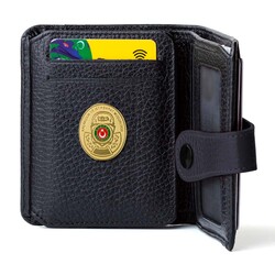 Gold Renk Gümrük Muhafaza Kaçakçılık Mini Rozetli Cosmopolit Klasik Cüzdan Siyah - Anı Yüzük