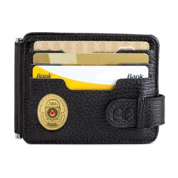 Gold Renk Gümrük Muhafaza Kaçakçılık Mini Rozetli Çift Taraflı Para Tokalı Kartlık Cüzdan Siyah - Anı Yüzük
