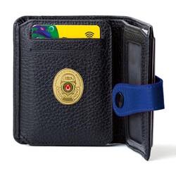 Gold Renk Gümrük Muhafaza Kaçakçılık Mini Rozetli Cosmopolit Klasik Cüzdan Siyah-Mavi - Anı Yüzük