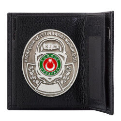 Gri Renk Gümrük Muhafaza Kaçakçılık Rozetli Klasik Cüzdan Siyah - 6
