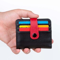 Gümüş Renk EGM Bekçi Mini Rozetli Cosmopolit Klasik Cüzdan Siyah-Kırmızı - 6