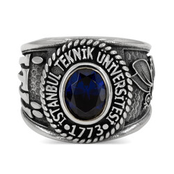 İTÜ 1773 Üniversite Yüzüğü Taşlı Model - Anı Yüzük