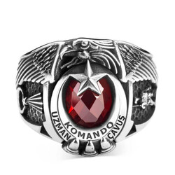 Jandarma Şualı Asker Figürlü Komando Uzman Çavuş Devre Yüzüğü - Anı Yüzük