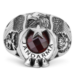 Tek Kartal Başlı Pençeli TSK Jandarma Yüzüğü - Anı Yüzük