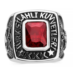 Kare Taşlı Kara Kuvvetleri Yüzüğü - Anı Yüzük