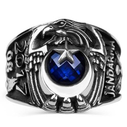 Kartal Başlı Bozkurt Motifli Jandarma Yüzüğü - Anı Yüzük