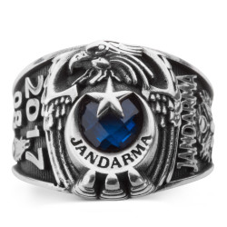 Kartal Başlı Bozkurt Motifli Jandarma 2017 Yüzüğü - Anı Yüzük
